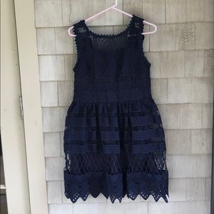 Lace navy poof dress.